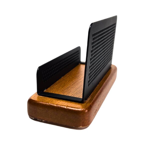 Newell Office Products Business Card Holder Mesh w/ Wood Base - Picture 3 of 4